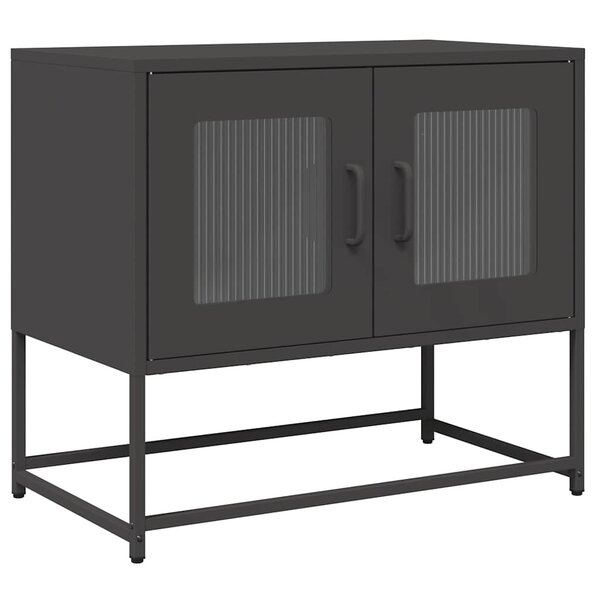 vidaXL Meuble TV noir 68x39x60 5 cm acier laminé à froid