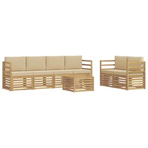 vidaXL Ensemble de canapés d'extérieur 7 Pièces Blanc et Beige Polyester