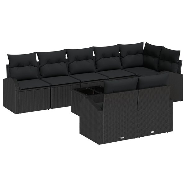 vidaXL Ensemble de canapés de jardin 9 pièces avec coussins beige poly rotin