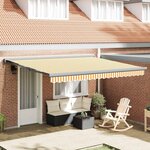 vidaXL Auvent Rétractable Jaune et blanc 400 × 300 cm Tissu  Métal