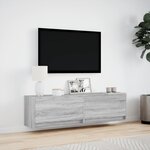 vidaXL Meuble TV mural avec lumières LED sonoma gris 140x31x38 cm