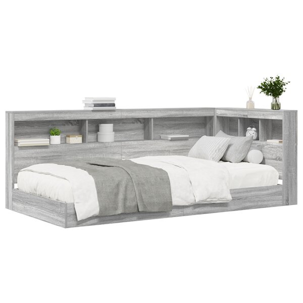 vidaXL Lit bibliothèque Gris Sonoma 75x190 cm Bois d'ingénierie