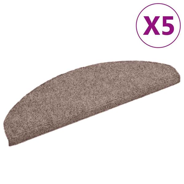 vidaXL Tapis d'escalier auto-adhésifs 5 pièces 65 x 21 x 4 cm Crème Demi-rond Grand