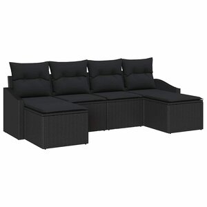 vidaXL Ensemble de Canapés avec coussin 6 Pièces Noir polyrotin