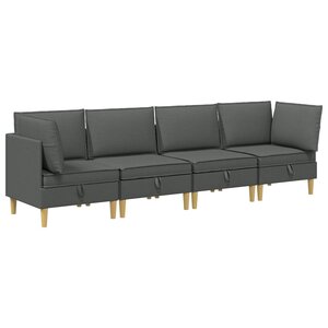 vidaXL Canapé modulaire avec rangement 4 Pièces Gris foncé Tissu