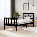 vidaXL Cadre de lit Noir Bois de pin massif 75x190 cm Petit simple