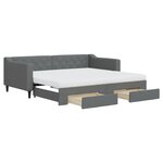 vidaXL Lit de jour avec gigogne et tiroirs gris foncé 90x190 cm tissu