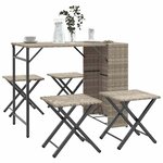 vidaXL Ensemble à manger de jardin 5 Pièces pliable gris clair poly rotin