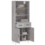 vidaXL Buffet haut Sonoma gris 69 5x34x180 cm Bois d'ingénierie