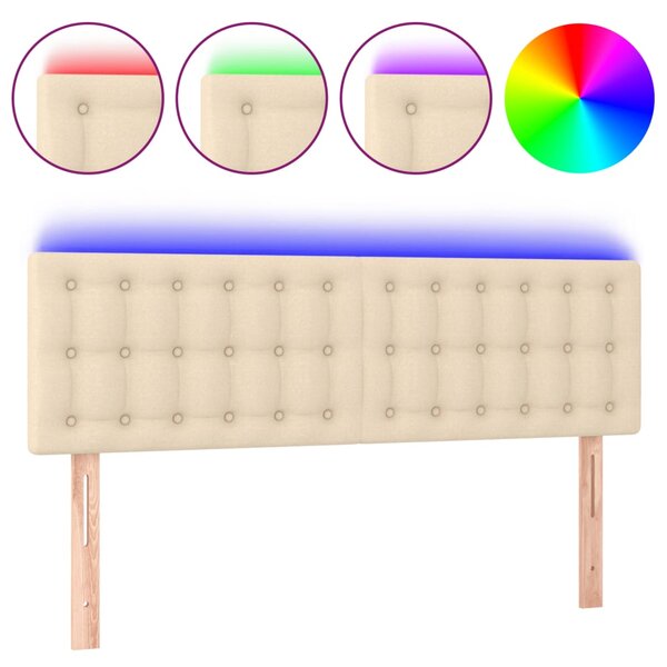 vidaXL Tête de lit à LED Crème 144x5x78/88 cm Tissu