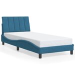 vidaXL Cadre de lit avec LED sans matelas Hanko bleu 90x200 cm velours