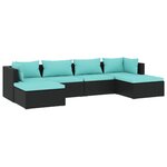 vidaXL Salon de jardin 6 Pièces avec coussins Résine tressée Noir