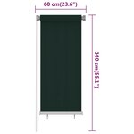 vidaXL Store roulant d'extérieur 60x140 cm Vert foncé PEHD