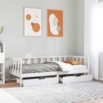 vidaXL Lit de jour et tiroirs sans matelas blanc 90x200 cm bois massif