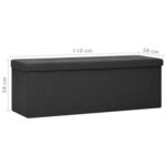 vidaXL Banc de rangement pliable Noir Faux lin