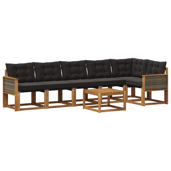 vidaXL Ensemble de canapés d'extérieur 7 pc Naturel et noir