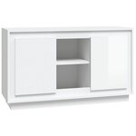 vidaXL Buffet blanc brillant 102x35x60 cm bois d'ingénierie