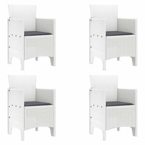vidaXL Chaise de jardin 4 pc Blanc Polypropylène