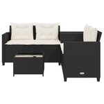 vidaXL Canapé de jardin avec table et coussins en forme de L noir