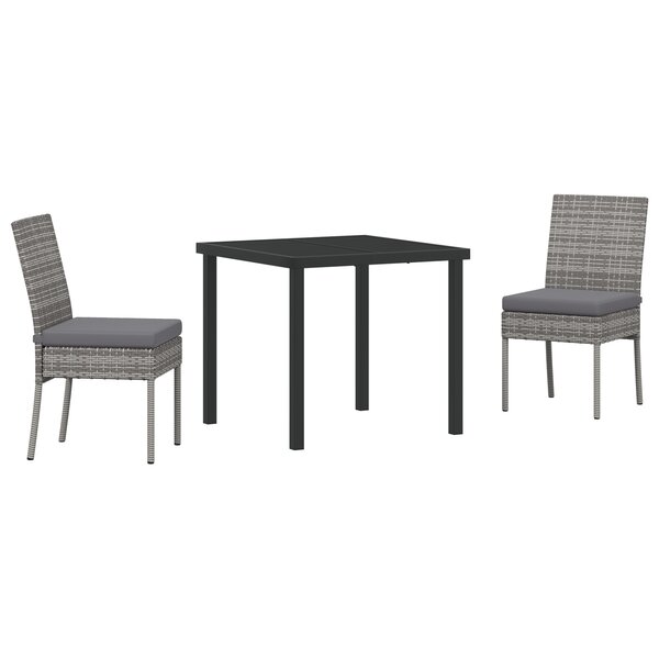 vidaXL Ensemble de salle à manger de jardin 3 pièces gris poly rattan
