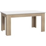 Table a manger de 6 a 8 personnes - Blanc mat et décor chene sonoma - Contemporain - PILVIL - 160 x l 90 cm