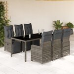 vidaXL Ensemble de bistro de jardin 7 Pièces coussins gris poly rotin