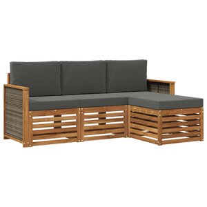 vidaXL Ensemble de canapés d'extérieur 4 Pièces Naturel et Anthracite