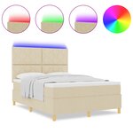 vidaXL Lit Box Spring avec Matelas & LED Crème 140x200 cm Tissu