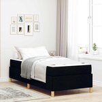 vidaXL Lit à ressorts avec matelas Noir et Blanc 90 x 190 cm tissu