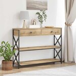 vidaXL Table Console avec tiroir chêne artisanal 100 x 28 x 75 cm