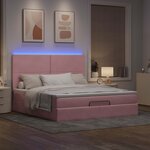 vidaXL Cadre de lit ottoman avec matelas rose 180x200 cm velours