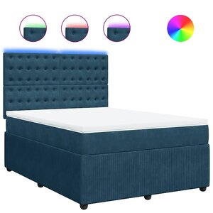 vidaXL Sommier à lattes de lit et matelas bleu 160x200 cm velours