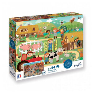 Puzzle 2 x 24p Ferme et Ville