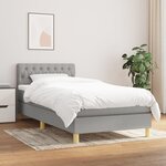 vidaXL Sommier à lattes de lit avec matelas Gris clair 100x200cm Tissu