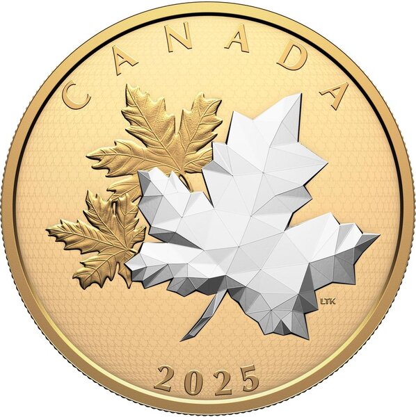 Pièce de monnaie en Argent 50 Dollars g 155.5 (5 oz) Millésime 2025 MAPLE LEAVES IN MOTION
