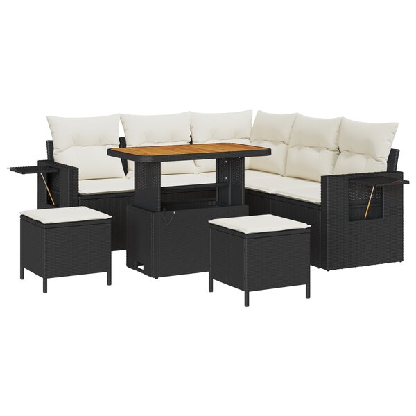 vidaXL Ensemble de canapé de jardin 8 pièces avec coussins noir en poly rattan