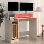 vidaXL Bureau et lumières LED Gris béton 97x45x90 cm Bois d'ingénierie