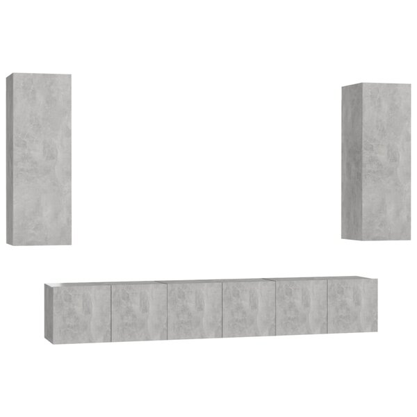 vidaXL Ensemble de meubles TV 5 Pièces Gris béton Bois d'ingénierie