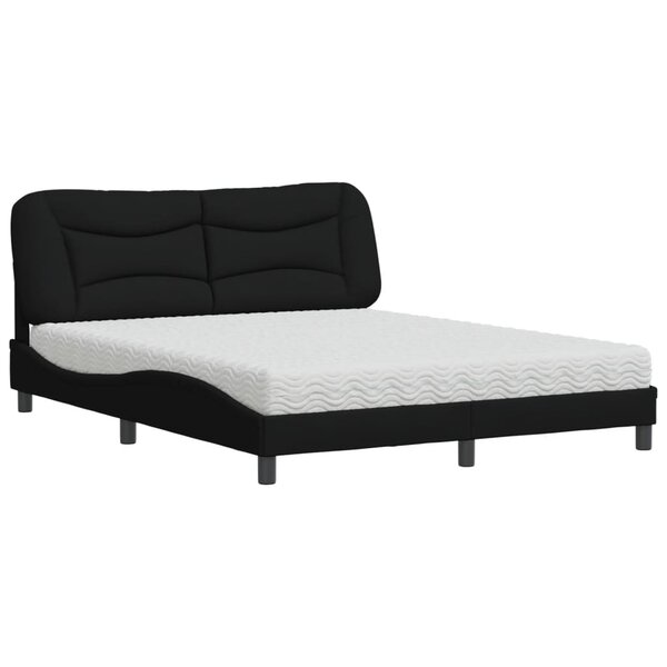 vidaXL Lit avec matelas noir 160x200 cm tissu