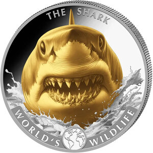 Monnaie SHARK World Wildlife Gilded 1 Oz Argent 20 Francs Congo 2026