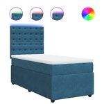 vidaXL Sommier à lattes de lit avec matelas bleu 90x200 cm velours