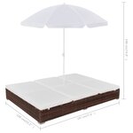 vidaXL Chaise longue d'extérieur avec parasol Résine tressée Marron