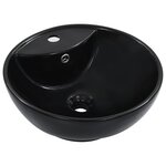 vidaXL Lavabo avec trop-plein 46 5 x 18 cm Céramique Noir