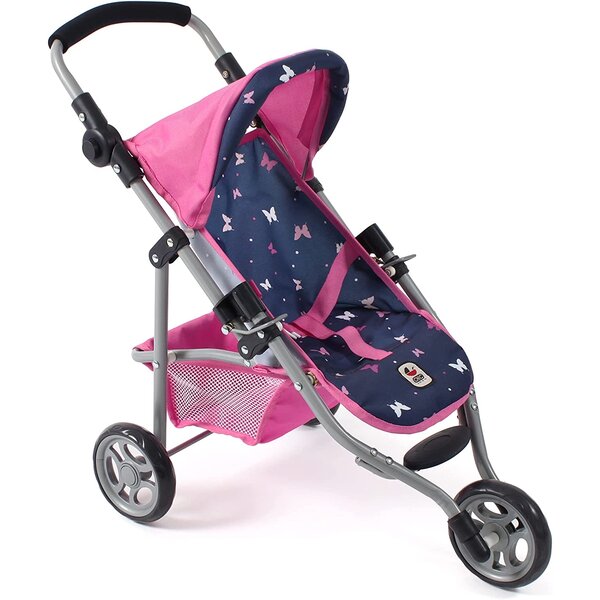 Bayer Chic 2000 612-33 - Petite poussette de jogging LOLA Rose et Bleu Papillons pour poupée