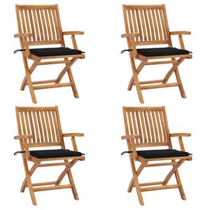 vidaXL Chaises pliables de jardin avec coussins lot de 4 Teck solide