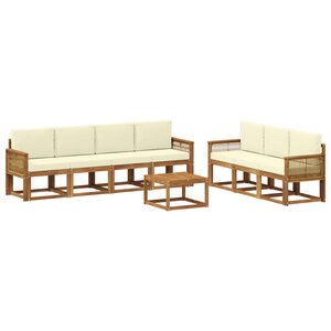 vidaXL Ensemble de canapés d'extérieur 8 pc Naturel et Crème Polyester