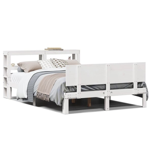 vidaXL Cadre de lit avec tête de lit sans matelas blanc 140x190 cm