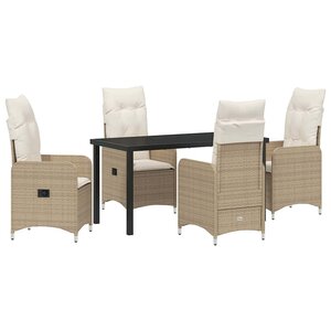 vidaXL Ensemble de salle à manger pour jardin 5 Pièces Beige Poly rotin