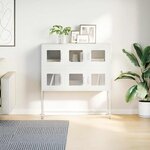 vidaXL Buffet blanc 100 5x39x107 cm acier laminé à froid