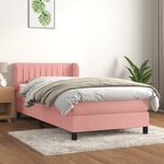 vidaXL Sommier à lattes de lit avec matelas Rose 90x200 cm Velours